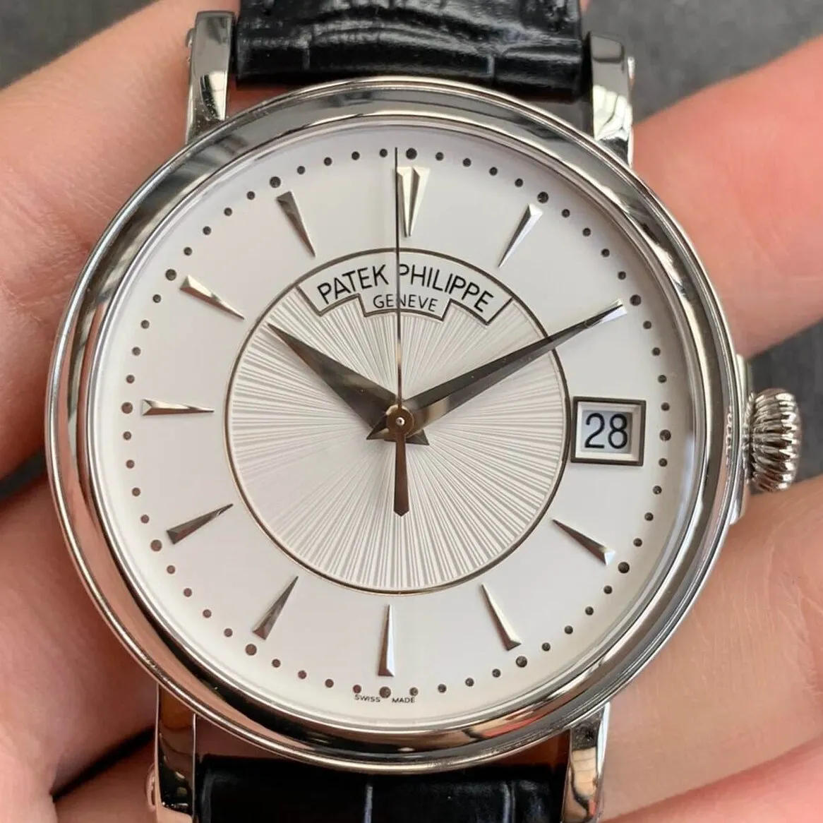 Patek Philippe Calatrava 5153G-010 Black Leather Strap Watch ZF Factory Popular 2265