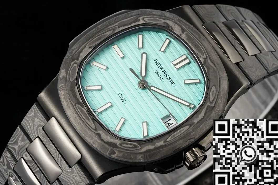 FlexibleFit Patek Philippe Nautilus 5711 Carbon Fiber Tiffany Blue Dial Collection Custom Watch 777