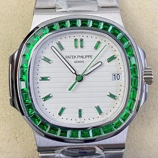 FastDry Patek Philippe Nautilus 5711 Emerald Diamond White Dial Watch PPF Custom 2631