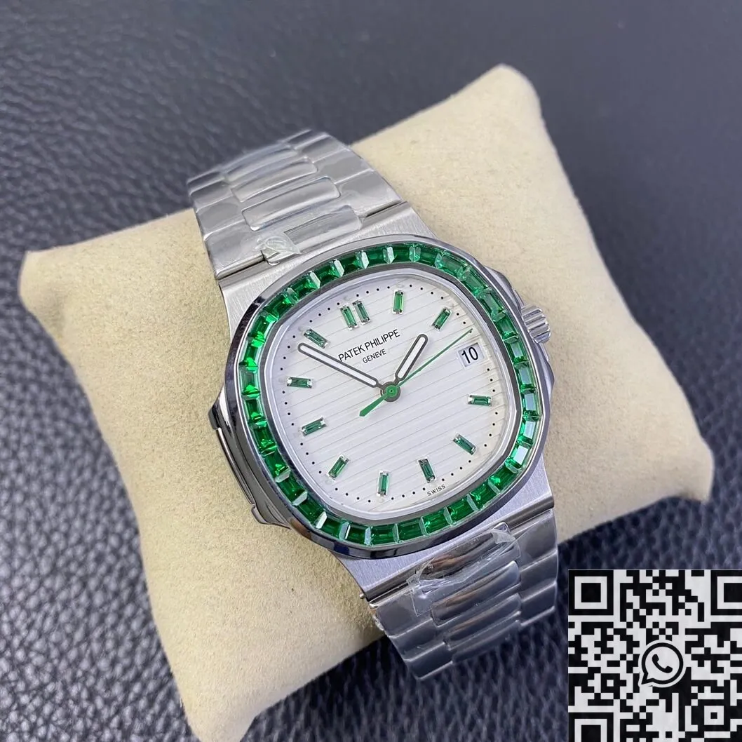 FastDry Patek Philippe Nautilus 5711 Emerald Diamond White Dial Watch PPF Custom 2631