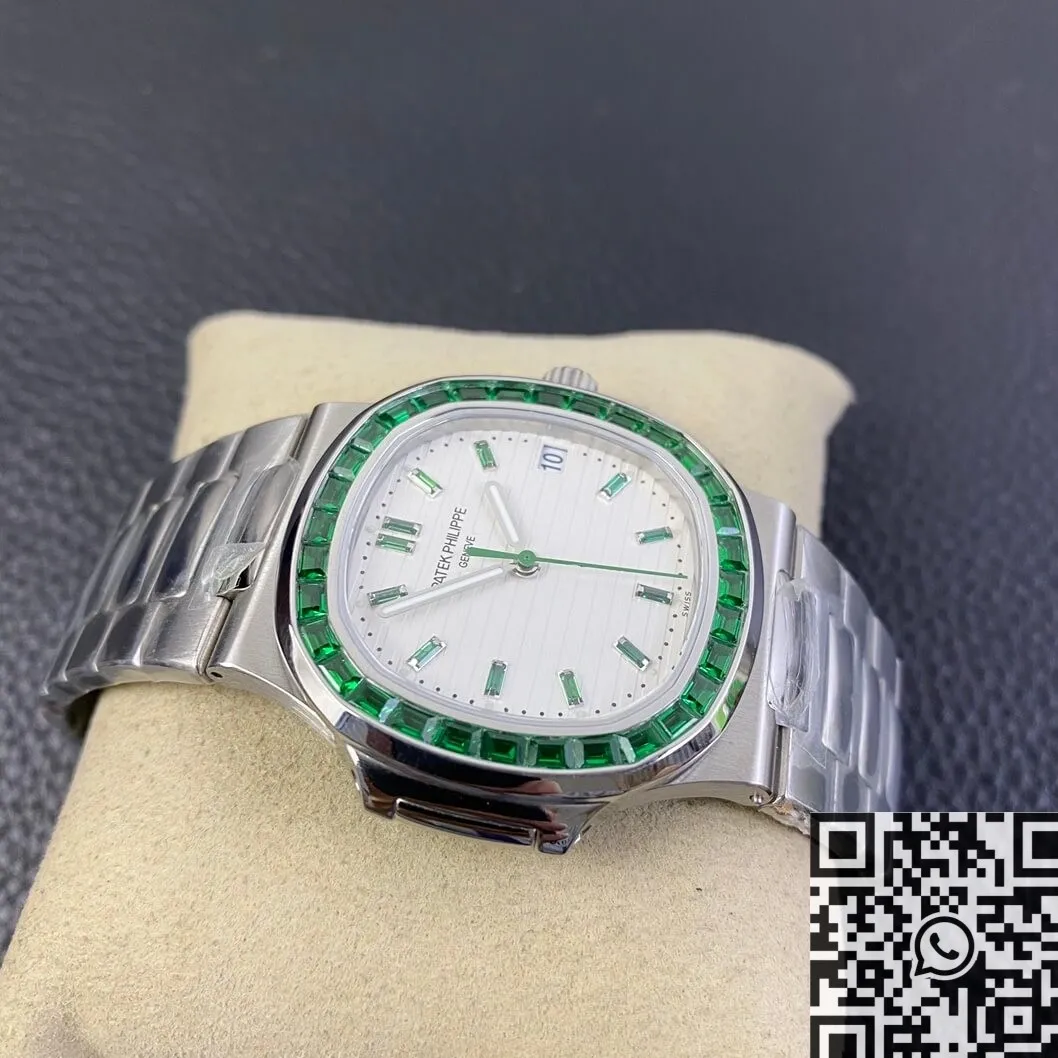 FastDry Patek Philippe Nautilus 5711 Emerald Diamond White Dial Watch PPF Custom 2631