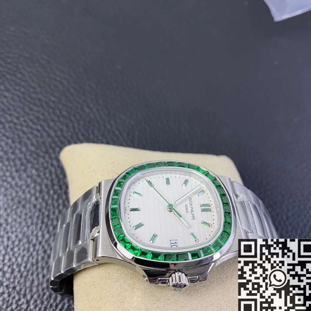 FastDry Patek Philippe Nautilus 5711 Emerald Diamond White Dial Watch PPF Custom 2631