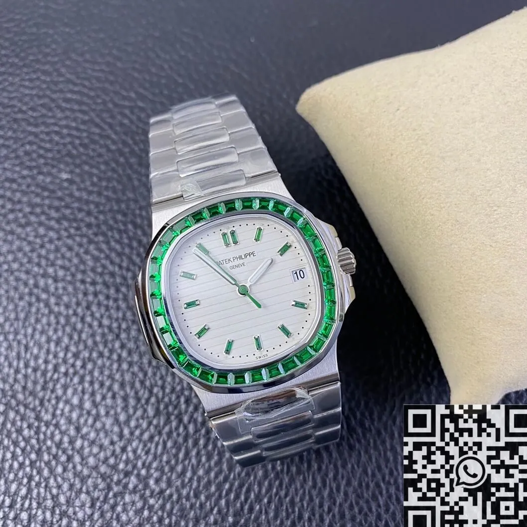 FastDry Patek Philippe Nautilus 5711 Emerald Diamond White Dial Watch PPF Custom 2631