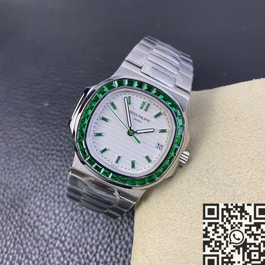 FastDry Patek Philippe Nautilus 5711 Emerald Diamond White Dial Watch PPF Custom 2631