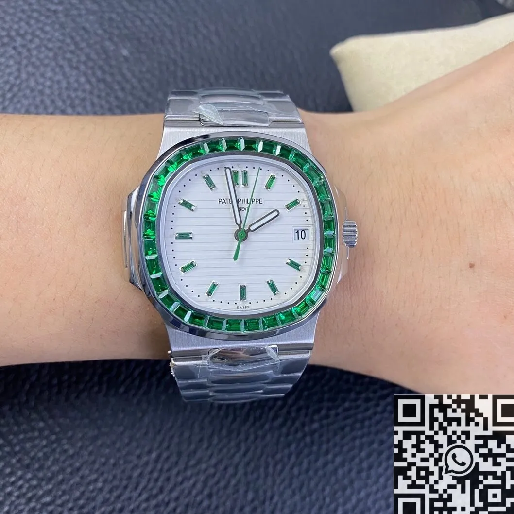 FastDry Patek Philippe Nautilus 5711 Emerald Diamond White Dial Watch PPF Custom 2631