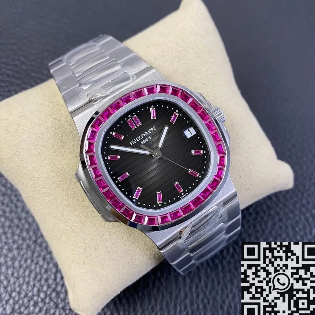 Patek Philippe Nautilus 5711 Red Diamond Black Dial Watch PPF Custom WrinkleFree 2626
