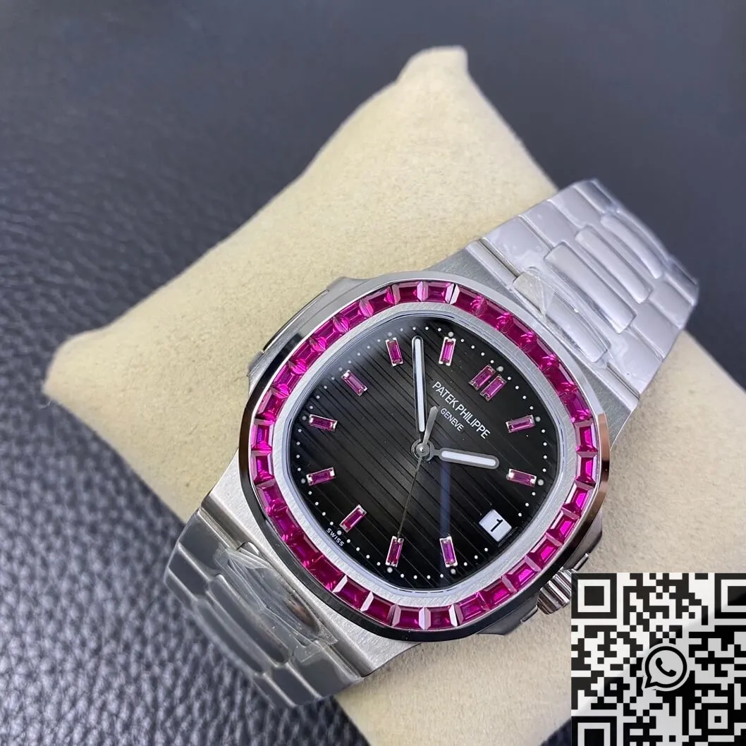 Patek Philippe Nautilus 5711 Red Diamond Black Dial Watch PPF Custom WrinkleFree 2626