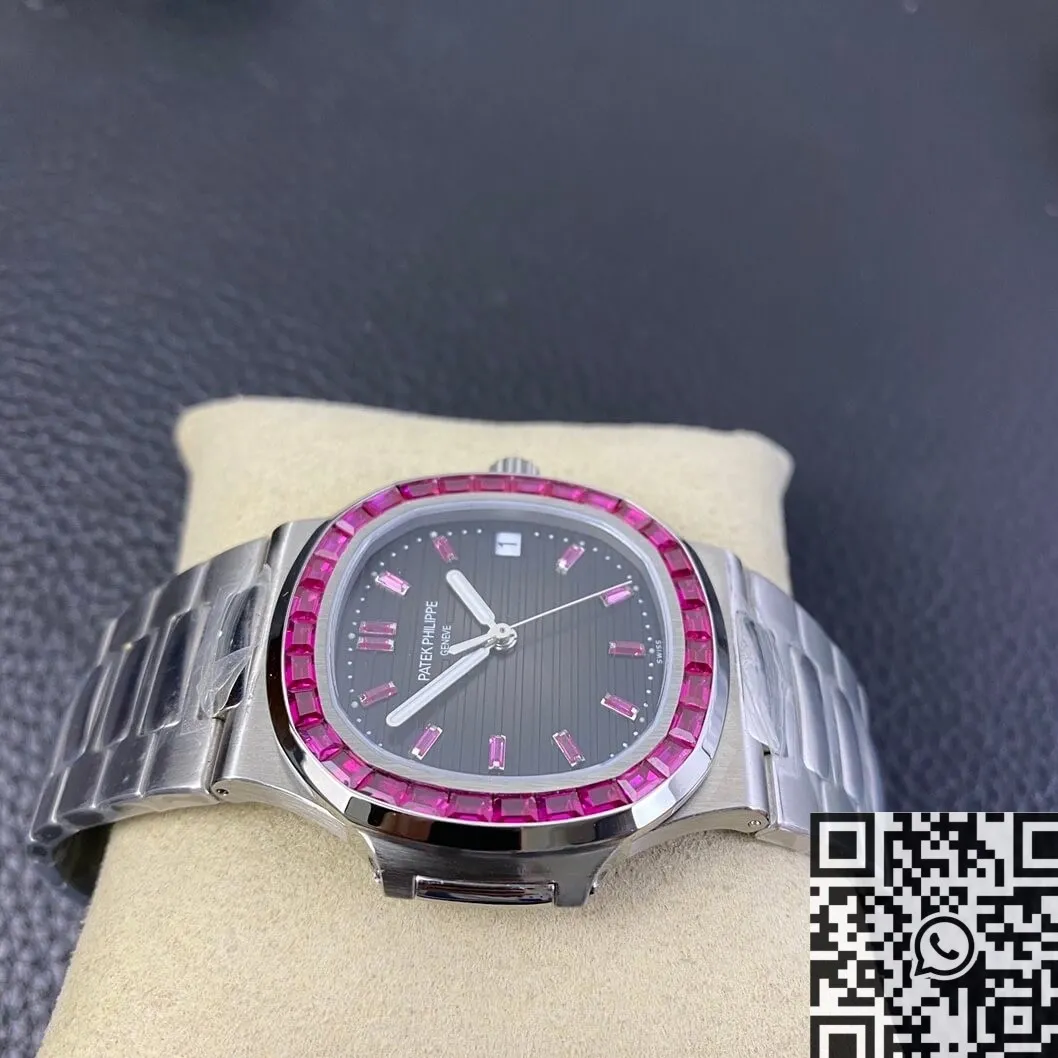 Patek Philippe Nautilus 5711 Red Diamond Black Dial Watch PPF Custom WrinkleFree 2626