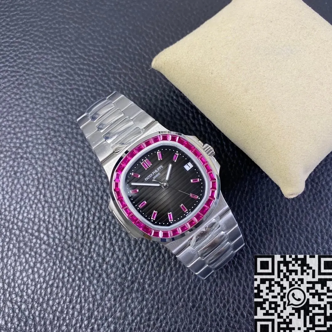 Patek Philippe Nautilus 5711 Red Diamond Black Dial Watch PPF Custom WrinkleFree 2626