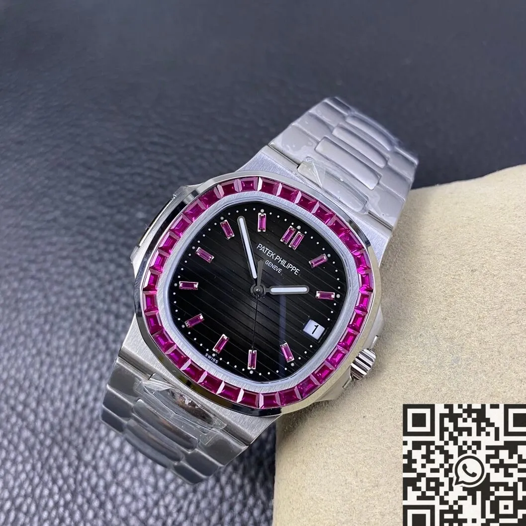 Patek Philippe Nautilus 5711 Red Diamond Black Dial Watch PPF Custom WrinkleFree 2626