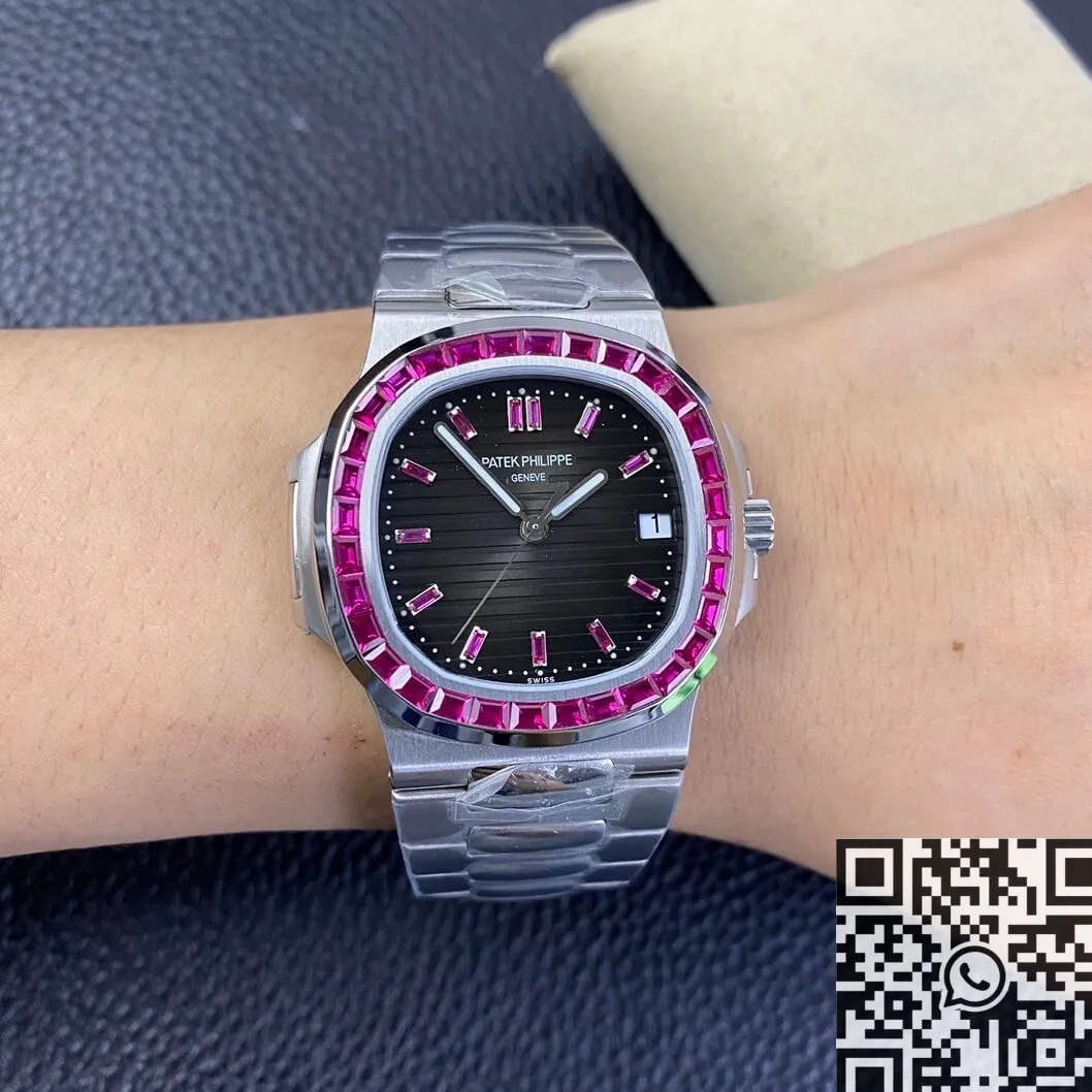 Patek Philippe Nautilus 5711 Red Diamond Black Dial Watch PPF Custom WrinkleFree 2626