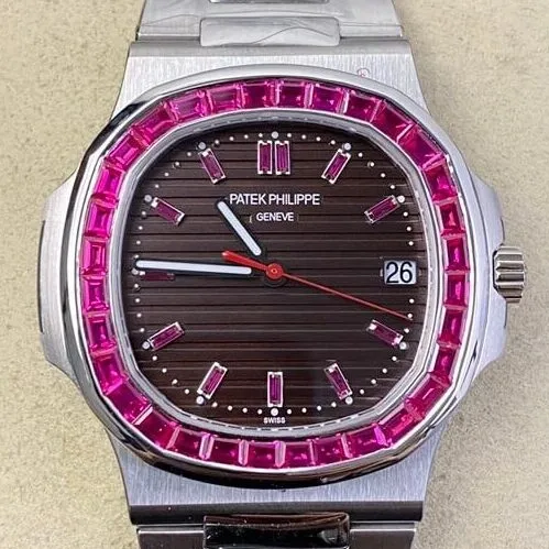 Patek Philippe Nautilus 5711 Red Diamond Gemstone Watch PPF Custom Trendy 2620