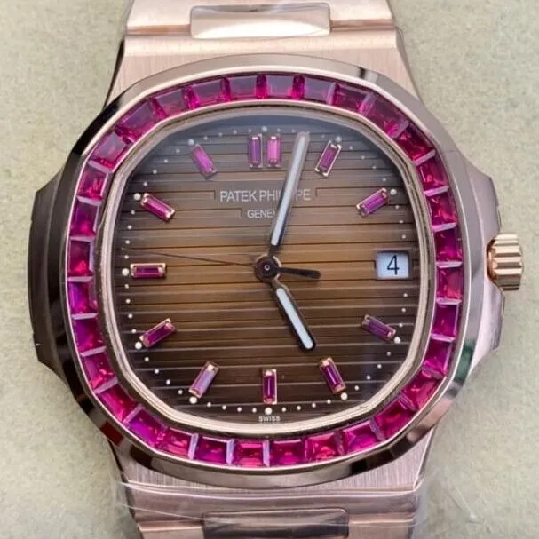 Patek Philippe Nautilus 5711 Red Diamond Rose Gold Watch PPF Custom Chic 2625