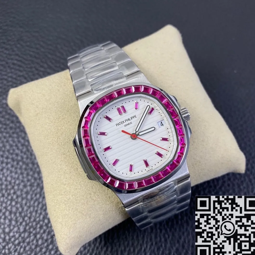 Patek Philippe Nautilus 5711 Red Diamond White Dial Watch PPF Custom Supportive 2628