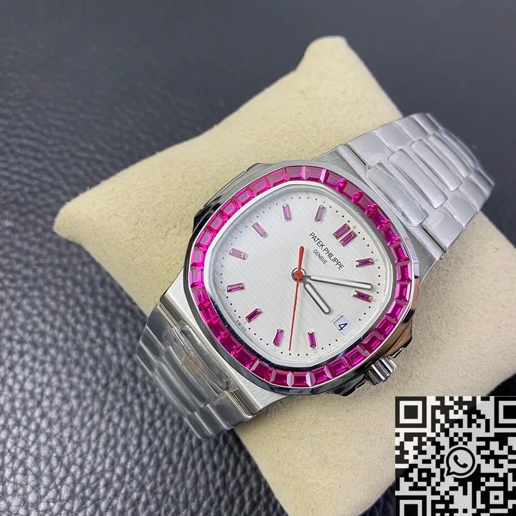 Patek Philippe Nautilus 5711 Red Diamond White Dial Watch PPF Custom Supportive 2628