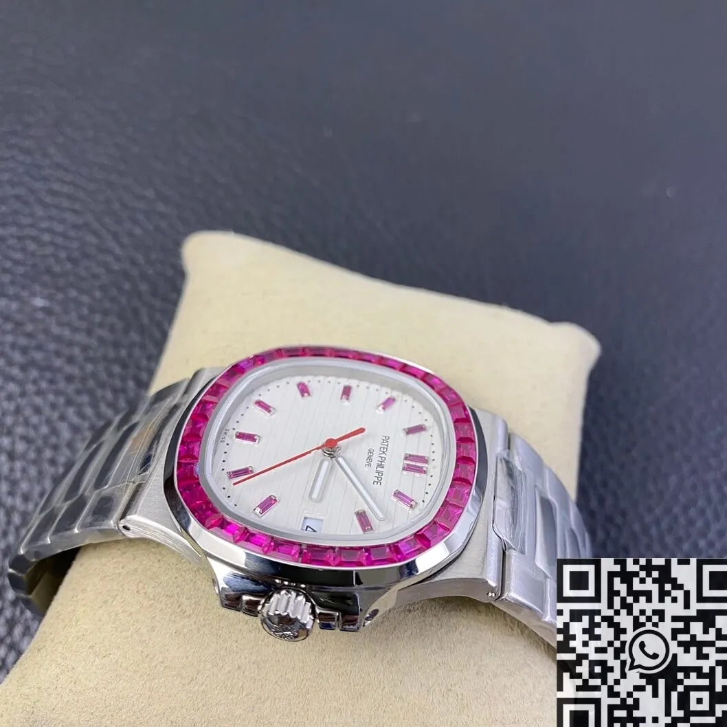 Patek Philippe Nautilus 5711 Red Diamond White Dial Watch PPF Custom Supportive 2628