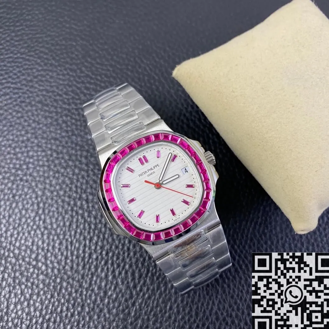 Patek Philippe Nautilus 5711 Red Diamond White Dial Watch PPF Custom Supportive 2628