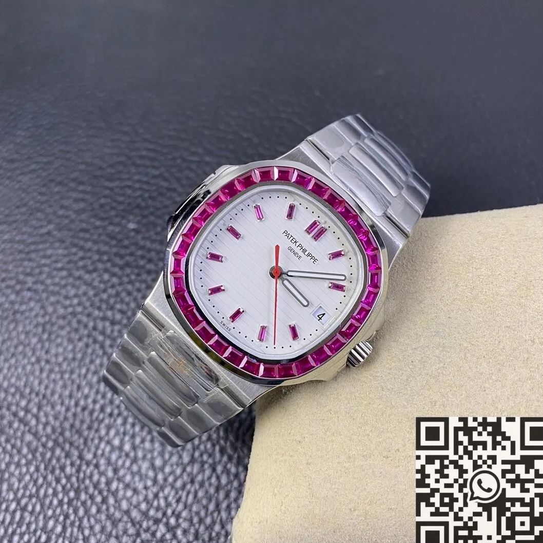 Patek Philippe Nautilus 5711 Red Diamond White Dial Watch PPF Custom Supportive 2628