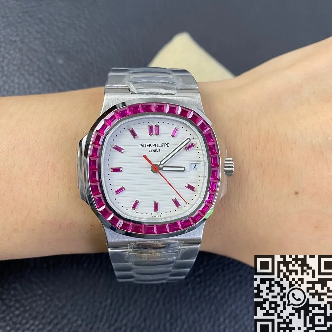 Patek Philippe Nautilus 5711 Red Diamond White Dial Watch PPF Custom Supportive 2628