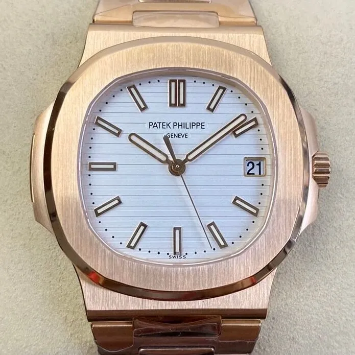 Soft Patek Philippe Nautilus 5711R White Dial Rose Gold Watches PPF Factory 2643