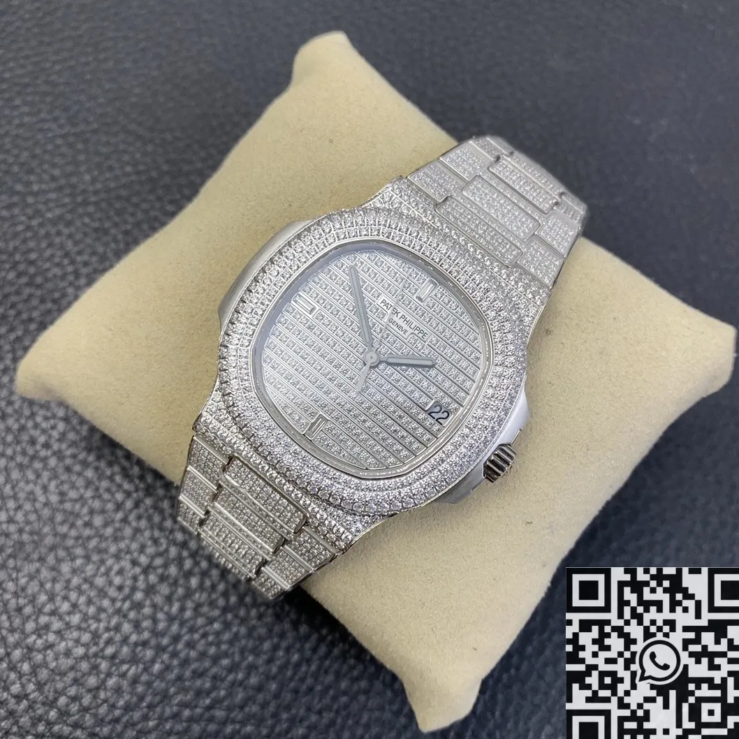 GoodFit Patek Philippe Nautilus 5719 1G-001 Full Diamond Watch PPF Factory 2645