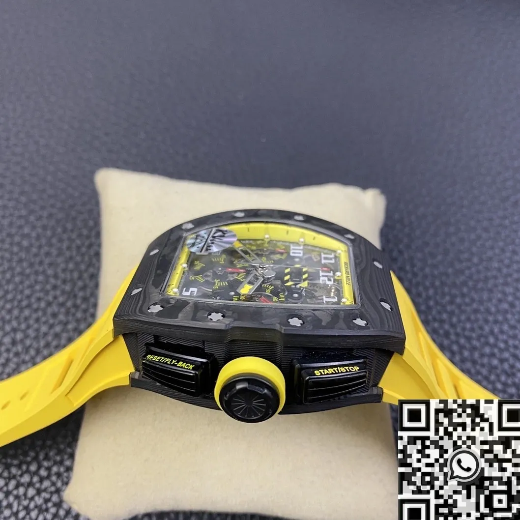 Modern Richard Mille Felipe Massa RM 011 Yellow Rubber Strap Watch KV Factory 2520