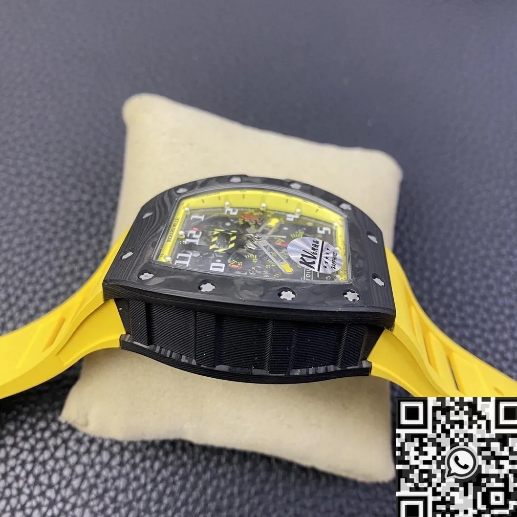 Modern Richard Mille Felipe Massa RM 011 Yellow Rubber Strap Watch KV Factory 2520