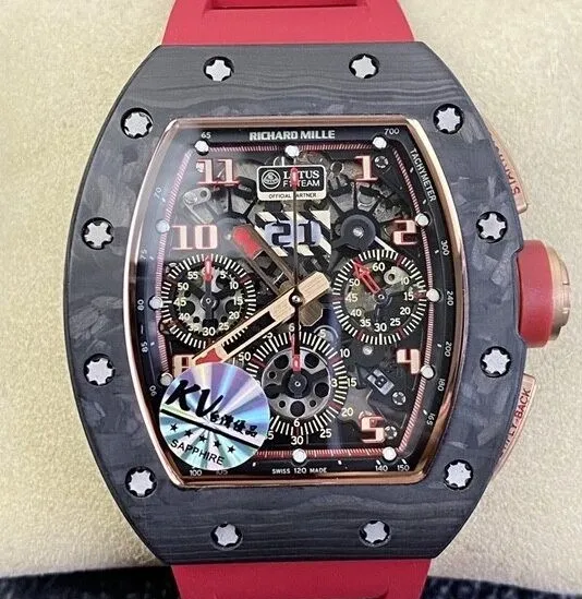 Richard Mille Felipe Massa RM011 V3 Red Rubber Strap Collection Watch KV Factory Lightweight 2529