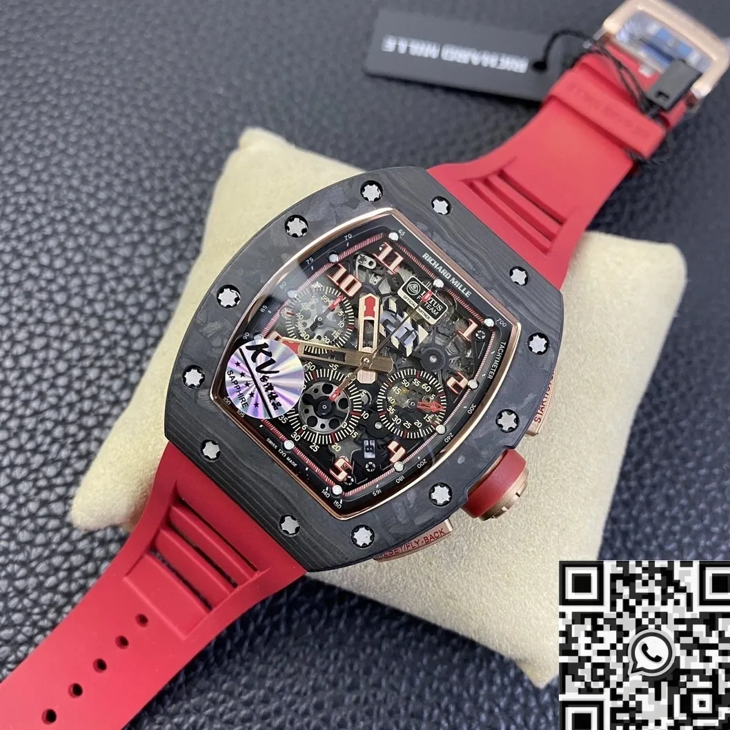 Richard Mille Felipe Massa RM011 V3 Red Rubber Strap Collection Watch KV Factory Lightweight 2529