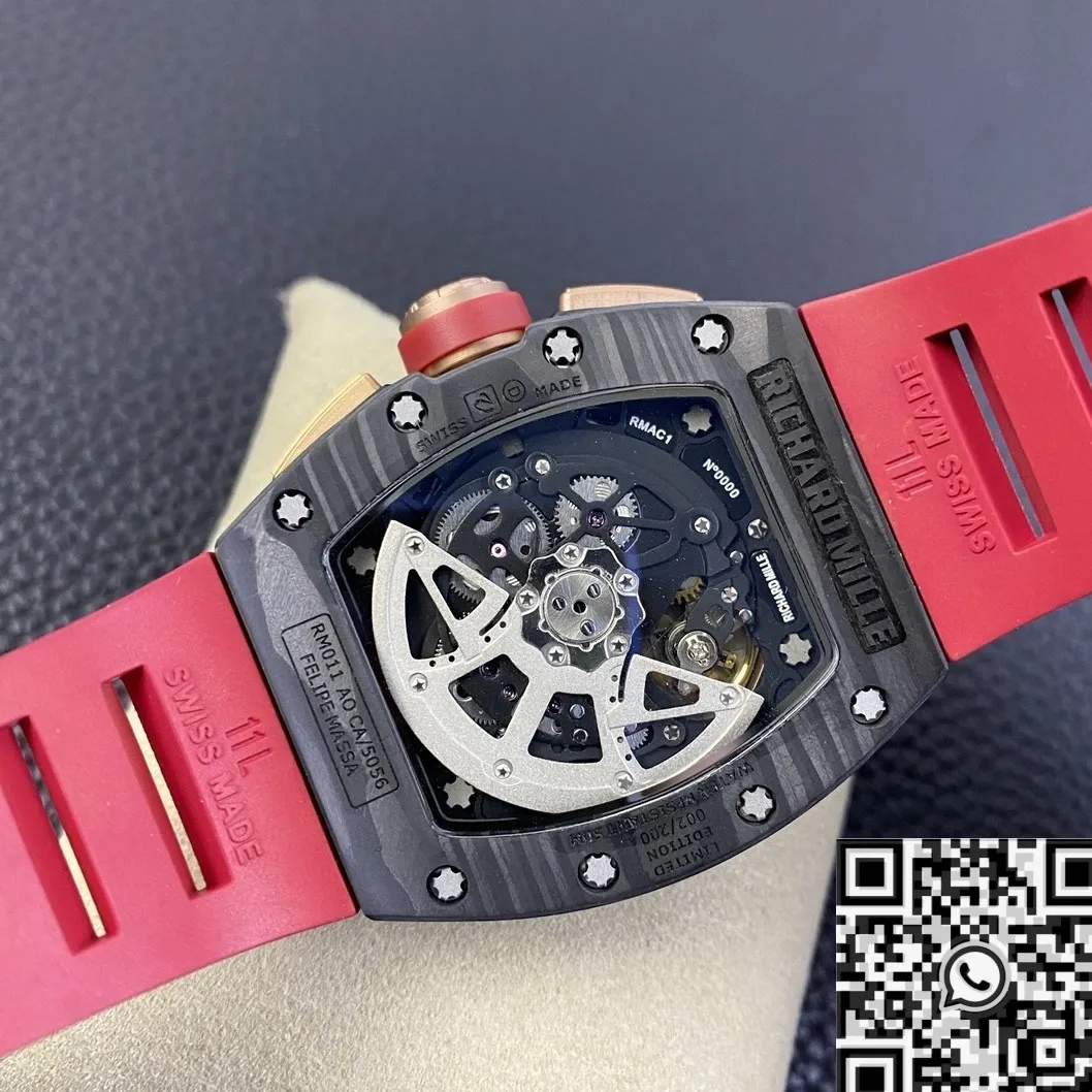 Richard Mille Felipe Massa RM011 V3 Red Rubber Strap Collection Watch KV Factory Lightweight 2529