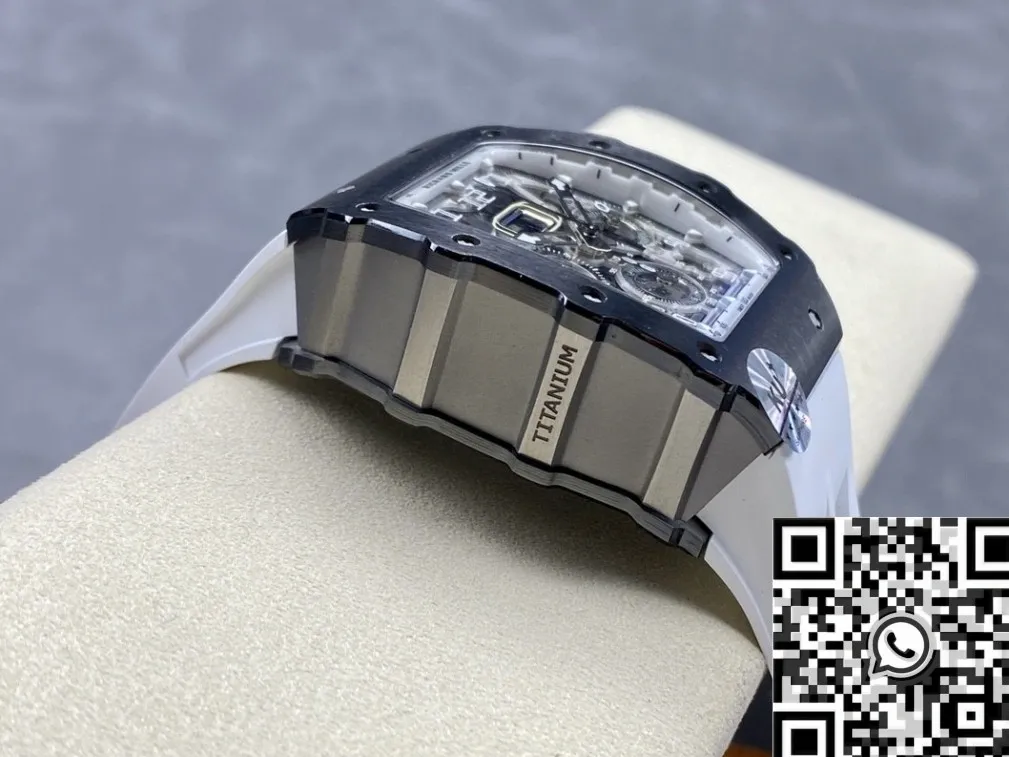 Richard Mille RM011-03 Black Ceramic Bezel White Rubber Strap Watch KU Factory WaterResistant 2536