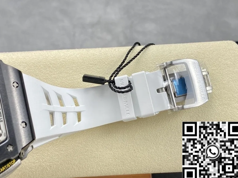 Richard Mille RM011-03 Black Ceramic Bezel White Rubber Strap Watch KU Factory WaterResistant 2536