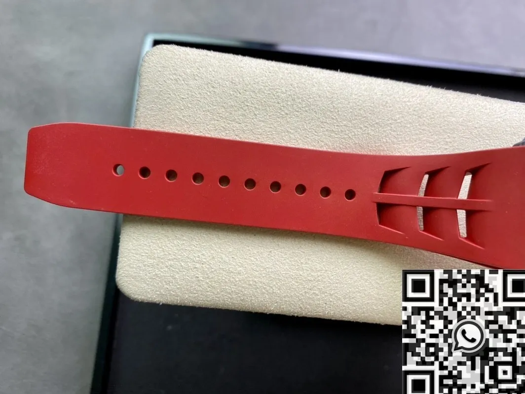 QuickDry Richard Mille RM011-03 Carbon Fiber Case With Red Rubber Strap Watch KV Factory 2535