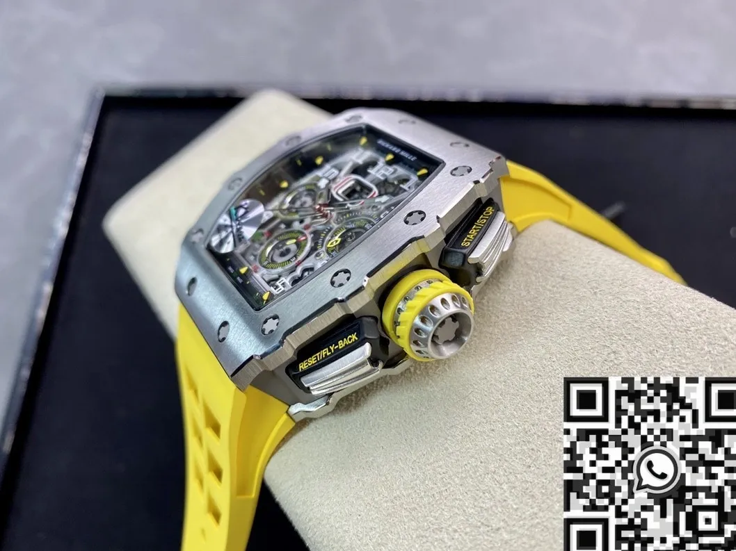 Richard Mille RM011-03 Titanium Shell Yellow Rubber Strap Watch KV Factory Durable 2539
