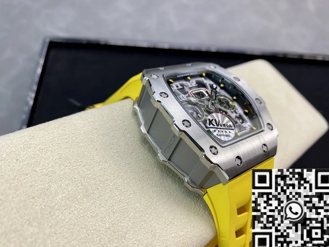 Richard Mille RM011-03 Titanium Shell Yellow Rubber Strap Watch KV Factory Durable 2539