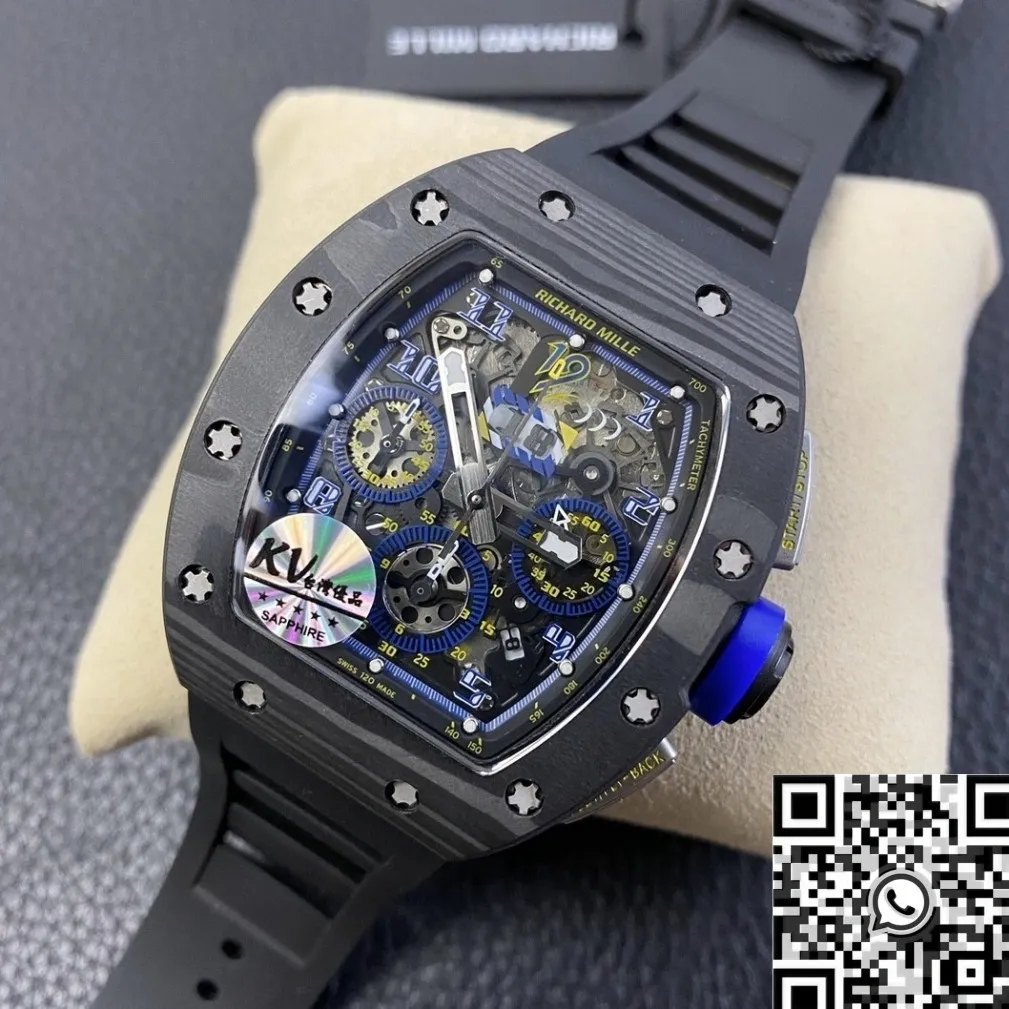 Richard Mille RM011 Blue Dial Carbon Fiber Watch Case KV Factory Supportive 2524