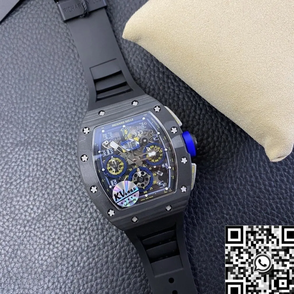 Richard Mille RM011 Blue Dial Carbon Fiber Watch Case KV Factory Supportive 2524