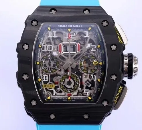 Richard Mille RM011 Blue Rubber Strap Watch KV Factory EasyMatch 2528