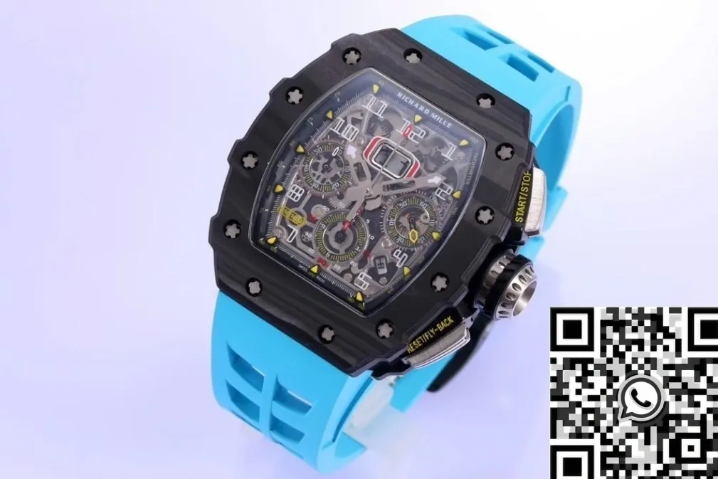 Richard Mille RM011 Blue Rubber Strap Watch KV Factory EasyMatch 2528