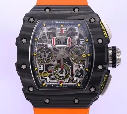 Richard Mille RM011 Carbon Fiber Watch Case KV Factory Unisex 2527