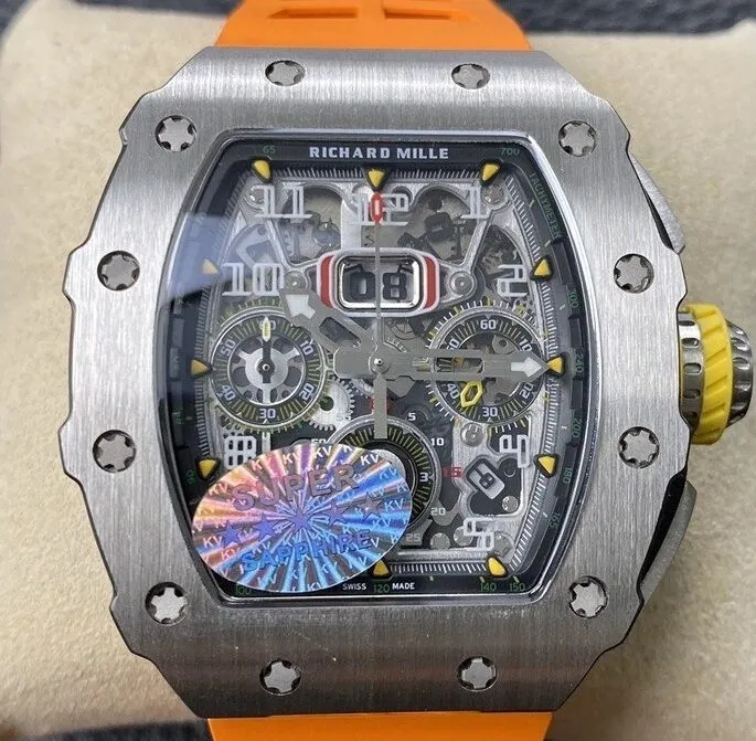 SunProtective Richard Mille RM011 Orange Rubber Strap Watch KV Factory 2523