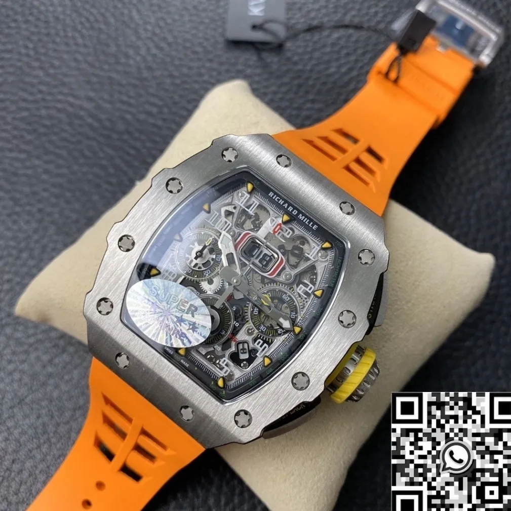 SunProtective Richard Mille RM011 Orange Rubber Strap Watch KV Factory 2523