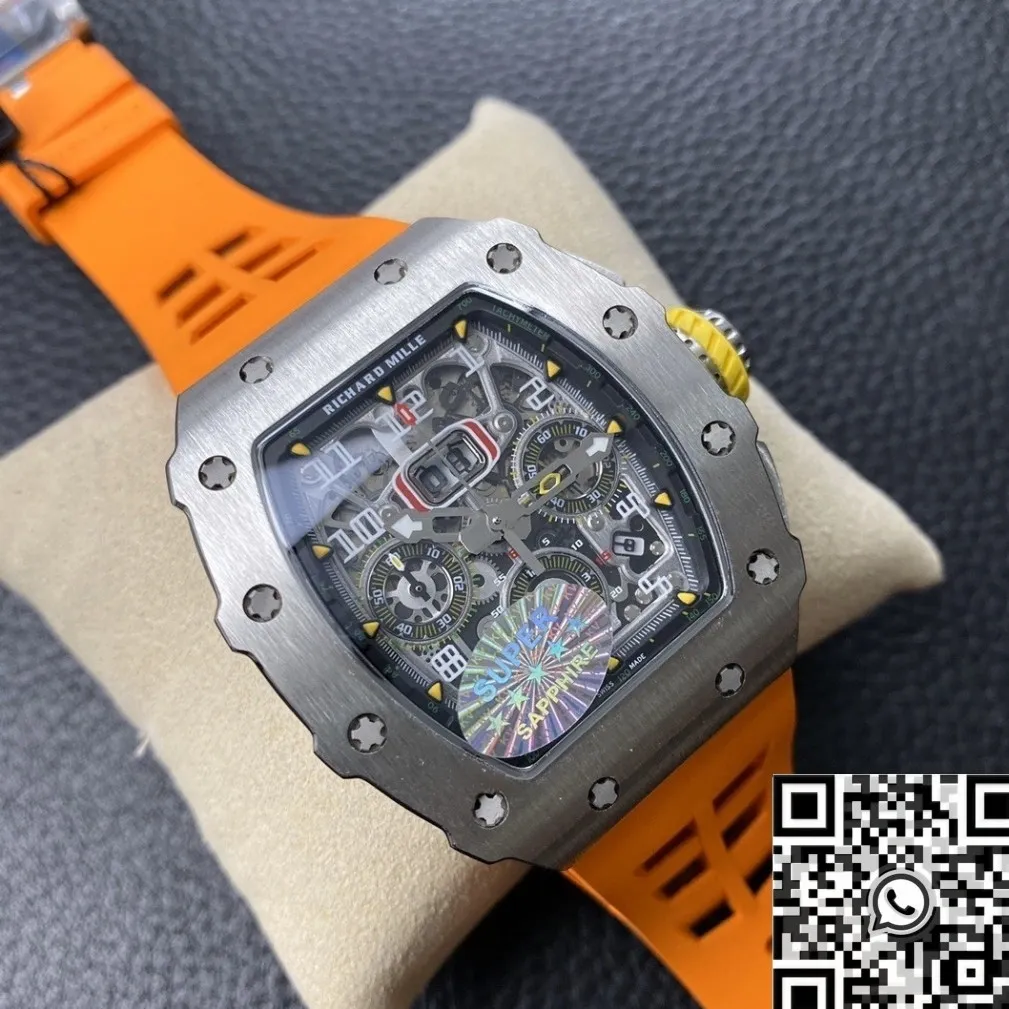 SunProtective Richard Mille RM011 Orange Rubber Strap Watch KV Factory 2523