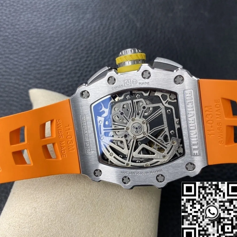 SunProtective Richard Mille RM011 Orange Rubber Strap Watch KV Factory 2523