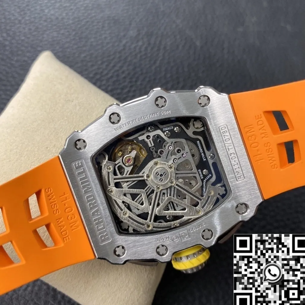 SunProtective Richard Mille RM011 Orange Rubber Strap Watch KV Factory 2523