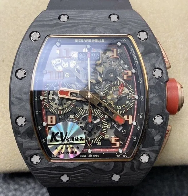 Stylish Richard Mille RM011 Red Dial Carbon Fiber Watch Case KV Factory 2521