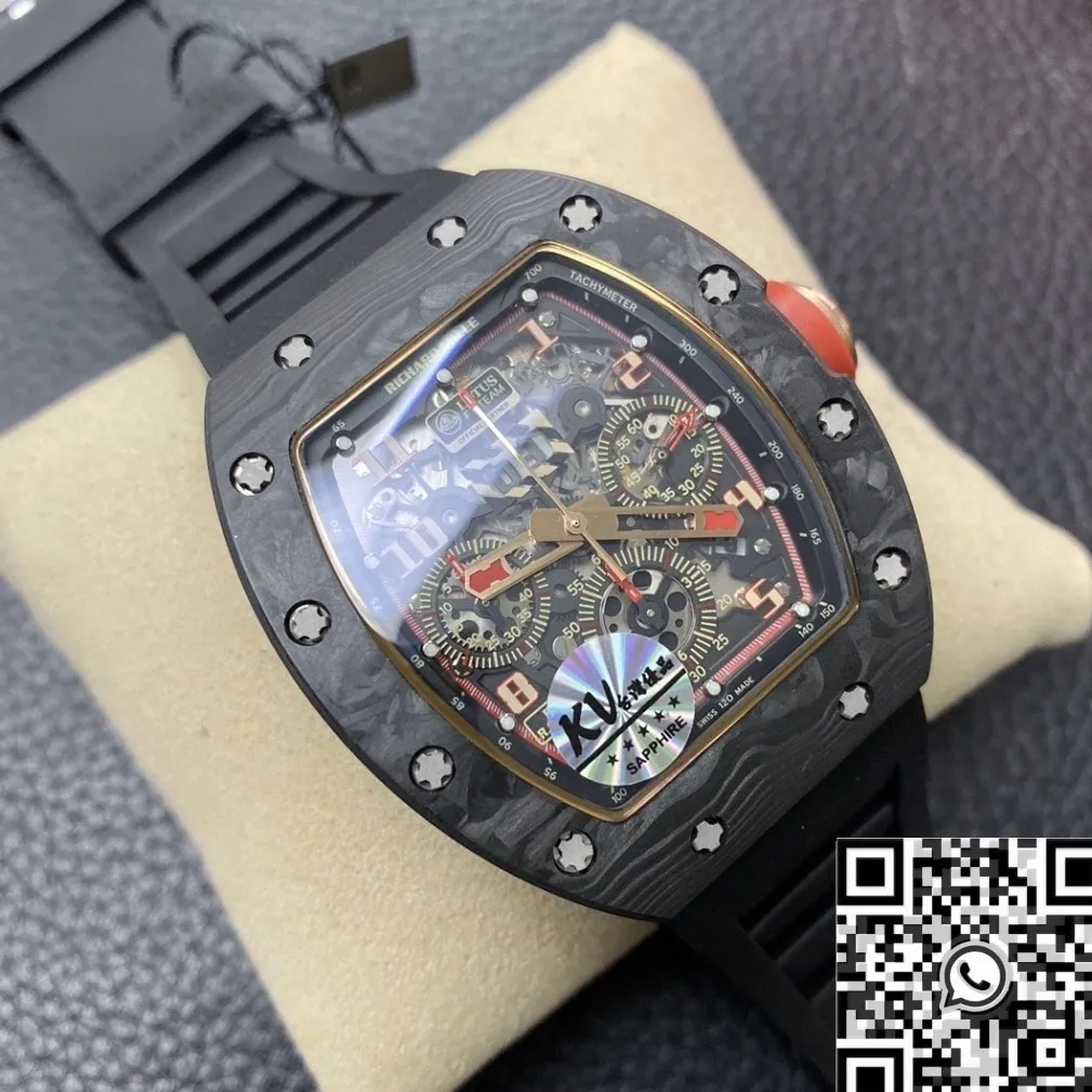 Stylish Richard Mille RM011 Red Dial Carbon Fiber Watch Case KV Factory 2521