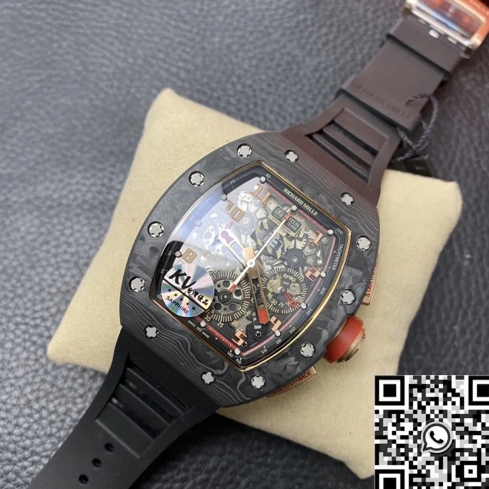 Stylish Richard Mille RM011 Red Dial Carbon Fiber Watch Case KV Factory 2521
