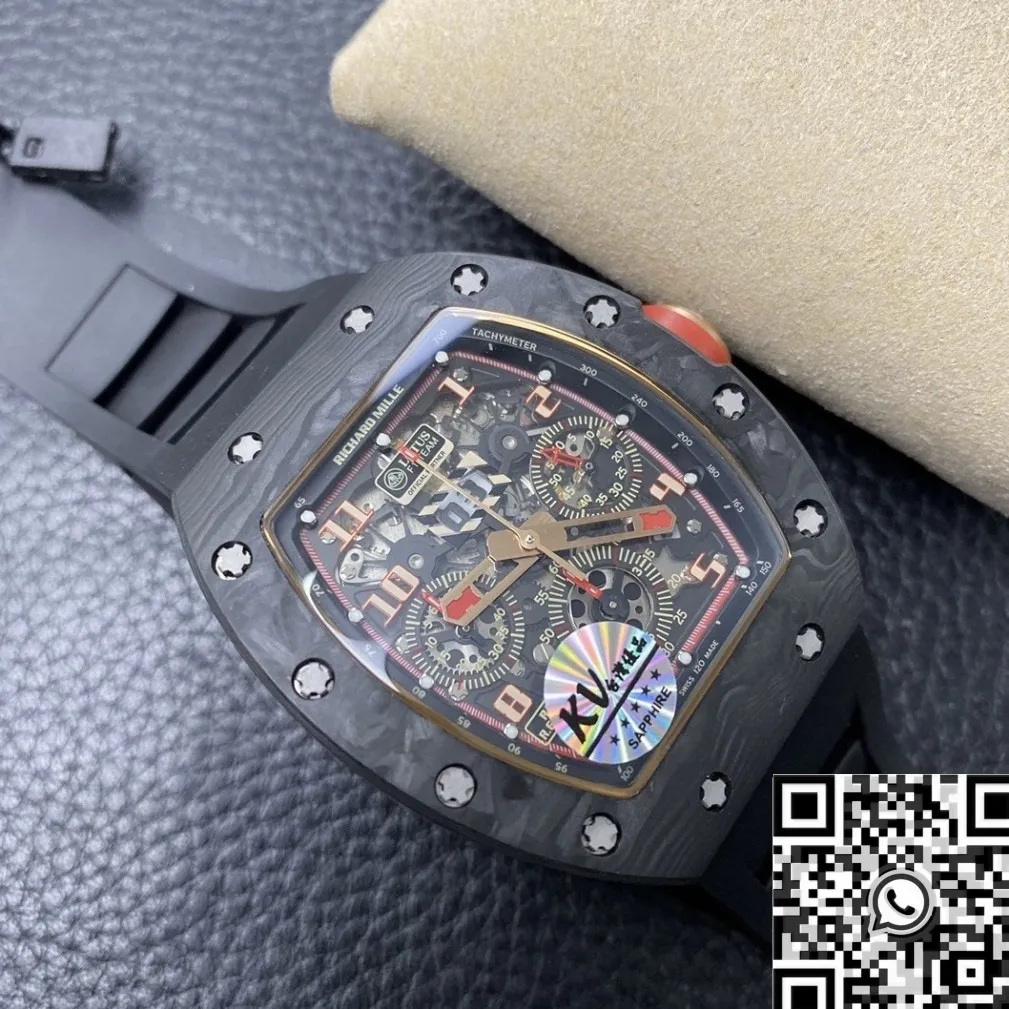 Stylish Richard Mille RM011 Red Dial Carbon Fiber Watch Case KV Factory 2521