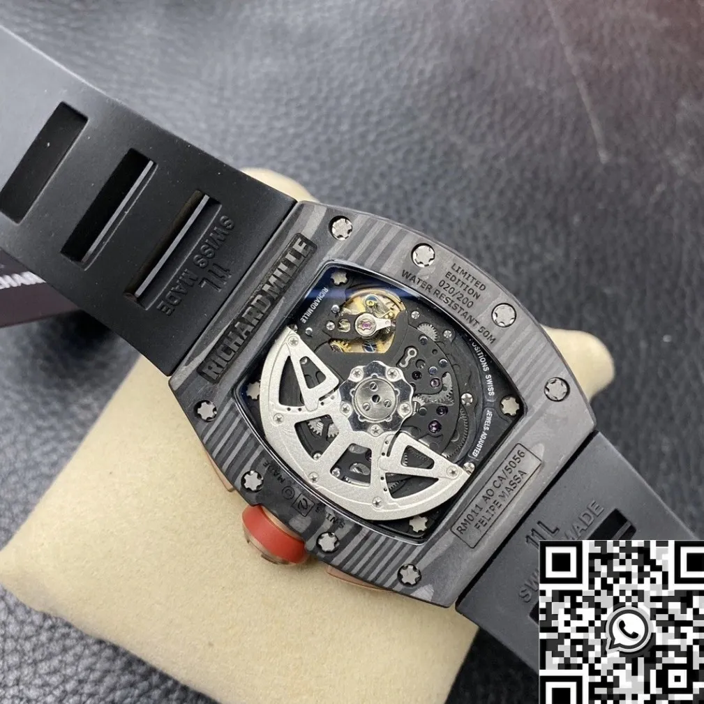 Stylish Richard Mille RM011 Red Dial Carbon Fiber Watch Case KV Factory 2521